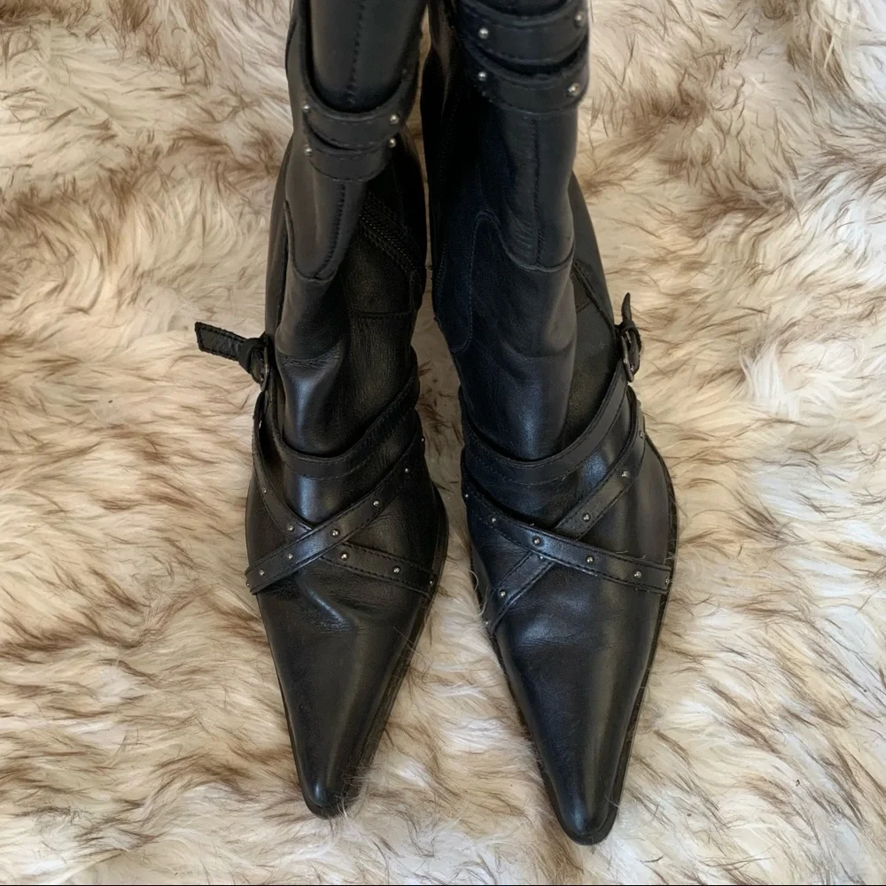 Harley Davidson black leather studded fashion boot - Picture 3 of 4